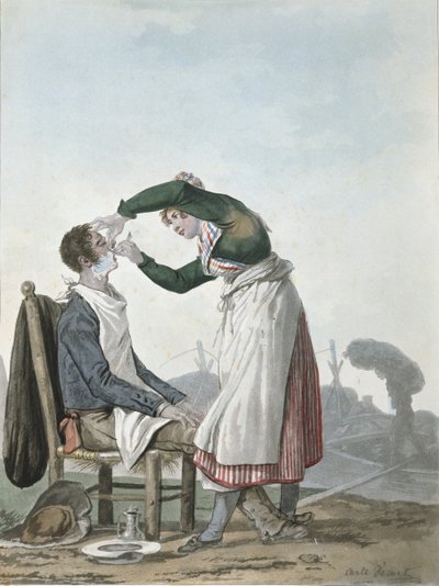 A Collier Having a Shave by Antoine Charles Horace Vernet
