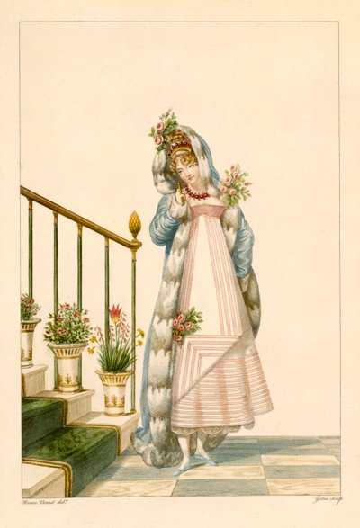 Ballgown with ermine edged cape, illustration from 
