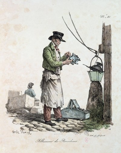The Lamplighter, engraved by Francois Seraphin Delpech by Antoine Charles Horace Vernet
