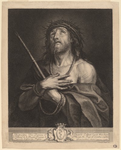 Christ as Man of Sorrows by Antoine Coypel, finished in engraving by Charles Simonneau