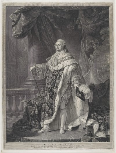Le Sacre - Portrait of King Louis XVI in Coronation Regalia, engraved by Charles-Clément Bervic (1756-1822) by Antoine Francois (after) Callet