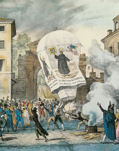 Hot air balloon for San Giuseppe Day in Rome (detail) by Antoine Jean Baptiste Thomas