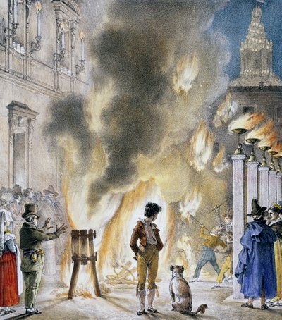 Little fireworks at Palazzo Madama, by Antoine-Jean-Baptiste Thomas, print taken from Un an a Rome et dans ses environs by Antoine Jean Baptiste Thomas