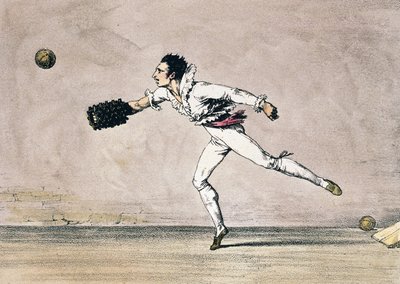 The ball game, colour lithograph from One year in Rome and its surroundings by Antoine Jean Baptiste Thomas