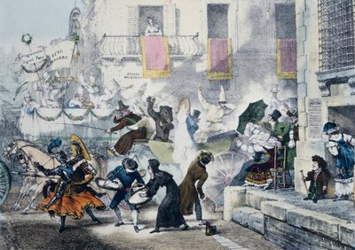 Throwing confetti during the carnival in Rome by Antoine Jean Baptiste Thomas