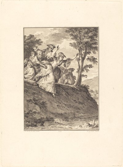 She Rushes After Him by Antoine Jean Duclos after Jean Michel Moreau