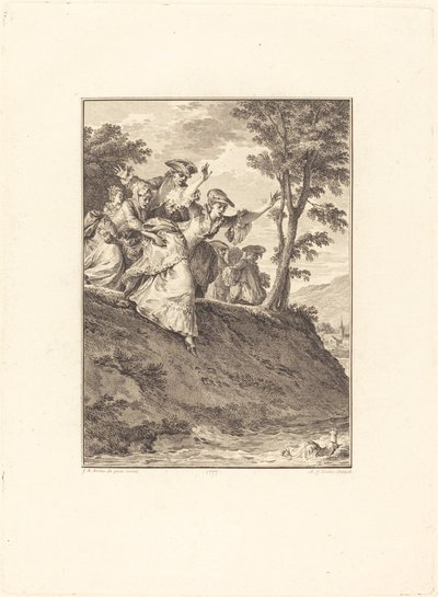 She Rushes After Him by Antoine Jean Duclos after Jean Michel Moreau