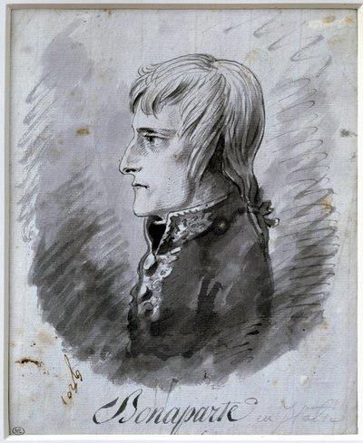 Portrait of Napoleon Bonaparte, General in Chief of the Army of Italy. Drawing in pen and ink by Antoine-Jean Gros. 19th century. Paris, Louvre Museum by Antoine Jean Gros