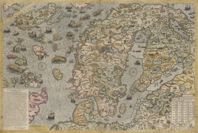 Map of the Sea (Carta Marina) by Olaus Magnus by Antoine Lafrery