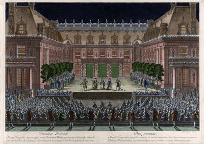 Representation, in the marble courtyard of the castle of Versailles, of 