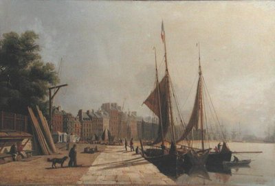 Early Morning Quayside, Le Havre (c.1853) by Antoine Leon Morel Fatio