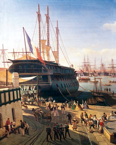 Merchant ship in the port of Toulon by Antoine Leon Morel Fatio