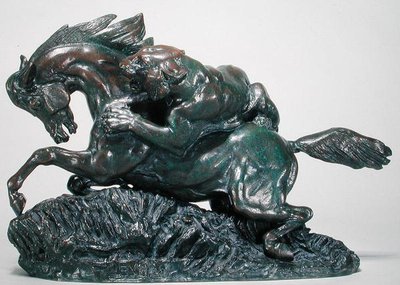 Horse Surprised by a Tiger by Antoine Louis Barye