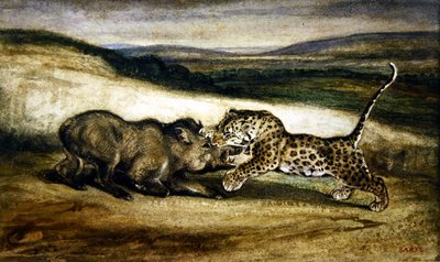 Panther Fighting a Wild Boar by Antoine Louis Barye