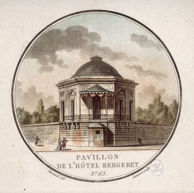 Pavilion of the Hotel Bergeret, Paris. In picturesque views of the main buildings of Paris by Antoine Louis Francois Sergent Marceau