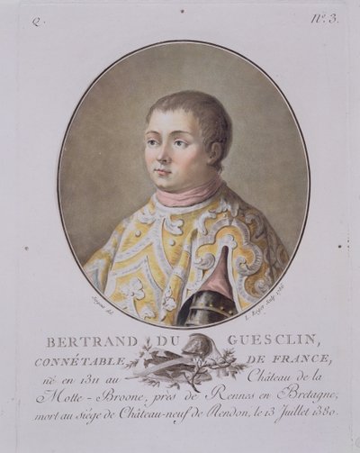 Portrait of Bertrand du Guesclin, High Constable of France, engraved by Leon Roger by Antoine Louis Francois Sergent Marceau