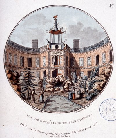 View of the Interior of the Chinese Bath, Paris. In Picturesque Views of the Main Buildings of Paris by Sergeant by Antoine Louis Francois Sergent Marceau