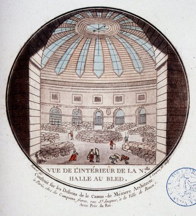 View of the Interior of the New Market Hall Built by Le Camus de Mézières Between 1763 and 1766, Today the Stock Exchange in Paris by Antoine Louis Francois Sergent Marceau