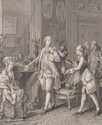 La Grande Toilette The Patroness, from Le Monument du Costume, 1777 by Antoine Louis Romanet