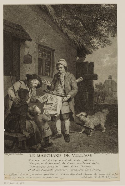 Traveling Print Seller in a Village (Le Marchand de Village) by Antoine Louis Romanet
