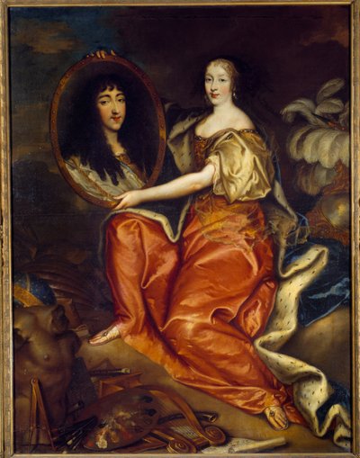 Portrait of Henriette Anne of England, Duchess of Orleans Holding the Portrait of Philippe Duc of Orleans by Antoine Mathieu