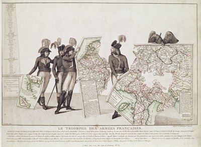 The Triumph of the French Armies, Napoleon and His Generals Holding Maps of Their Victories at the Time of the Peace of Loeben, 18th April 1797 by Antoine Maxime Monsaldy