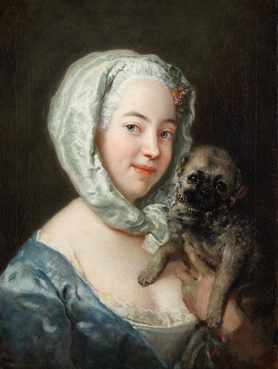 Marie de Rège, née Pesne with a Pug by Antoine Pesne
