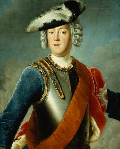 Portrait of a Gentleman, Said to be August William, Half Length, Wearing a Blue Jacket, White Shirt, and Armour Breast Plate by Antoine Pesne