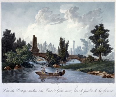 Bridge to the Tour du Gouverneur in the Parc Monceau, Engraved by Chapuy by Antoine Pierre after Mongin