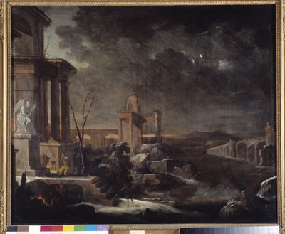 Landscape of Ancient Ruins at Dawn by Antoine Pierre the Younger Patel