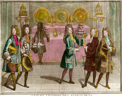 Buffet Stands for Snacks in the Sixth Bedroom of the Apartments of the Family of Louis XIV During the Evenings of Apartment in Versailles Around 1696 (Engraving by Antoine Trouvain) by Antoine Trouvain