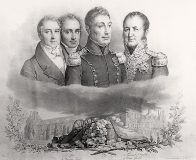 The Provisional Government of 29th July 1830. L to R: Jacques Lafitte, Casimir Perier, General Lafayette and Comte Etienne Maurice Gerard, 1831 by Antoine Maurin