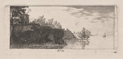 Cottage on a Rocky Promontory along a River by Antoine de Marcenay de Ghuy