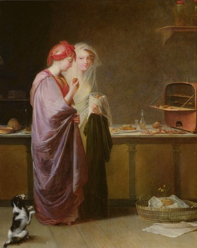 Two fine ladies by Antoinette Cecile Hortense Lescot Haudebourt