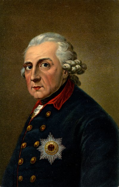 History. Germany. Frederick II the Great. Illustration inspired from a portrait by Anton Graff (1780), Germany, c.1900 by Anton (after) Graff