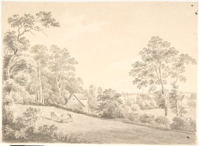 Landscape with House and Cows by the Elbe by Anton Carl Dusch