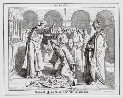 The Holy Roman Emperor Henry II receiving a blessing at the Monastery of St Vitus in Verdun by Anton Dietrich