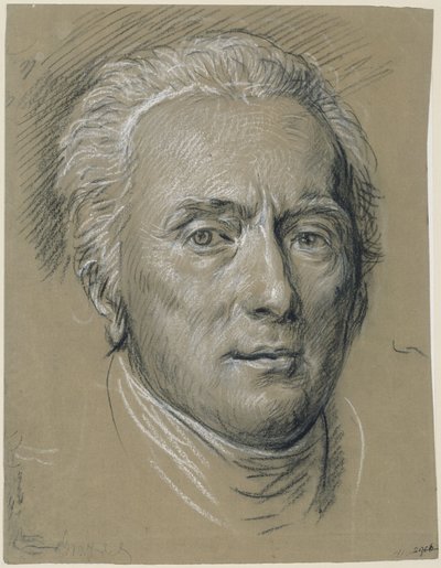 Head of a Beardless Older Man by Anton Graff