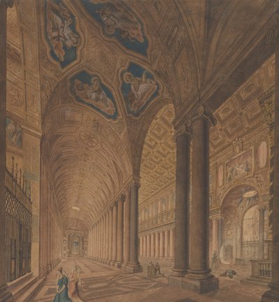 Interior View of the Basilica of Santa Maria Maggiore, Rome, 1833 by Anton Hallmann