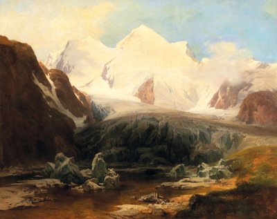 A View of a Mountain Lake with Snow-Capped Mountains in the Background by Anton Hansch