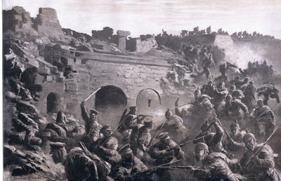 The Storming of a Fort in Kavno, from The Illustrated History of the World War 1914-1915 pub. by Union Berlagsefellfchaft by Anton Hoffman
