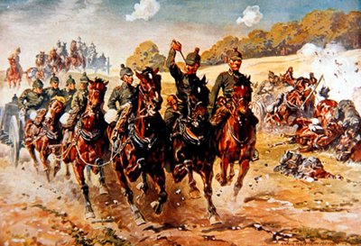 German field artillery gallop into action under fire by Anton Hoffmann