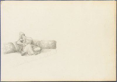 Presumed Portrait of Sultana Hadigé seated on a sofa by Anton Ignaz Melling
