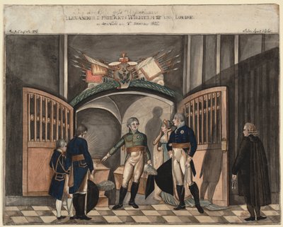 Near the ashes of Frederick the Great. Tsar Alexander I, King Frederick William III and Louise of Prussia by Anton Ignaz Vogel