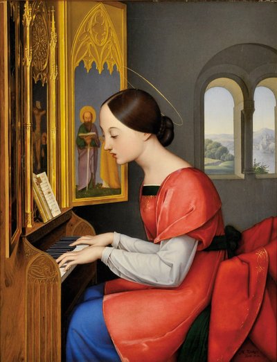 Saint Cecilia of Rome playing the organ - Painting by Anton Josef Drager (1794-1833) by Anton Josef Dräger