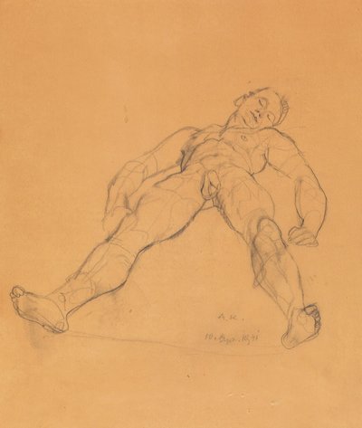 Reclining Male Nude by Anton Kolig