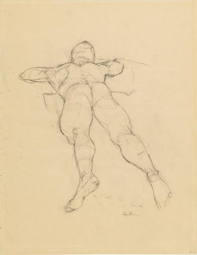 Reclining Male Back Nude by Anton Kolig