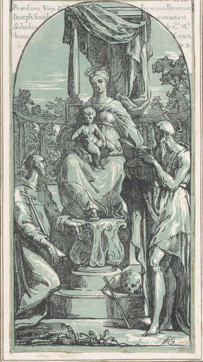 The Virgin and Child Enthroned, Saint Jerome at Lower Right, Saint Francis by Anton Maria Zanetti