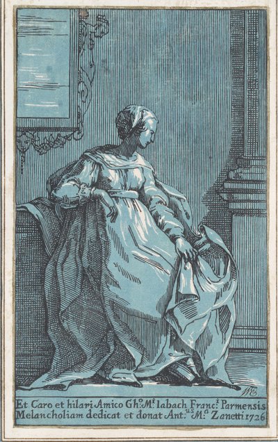Woman Seated in Room Melancholy by Anton Maria Zanetti