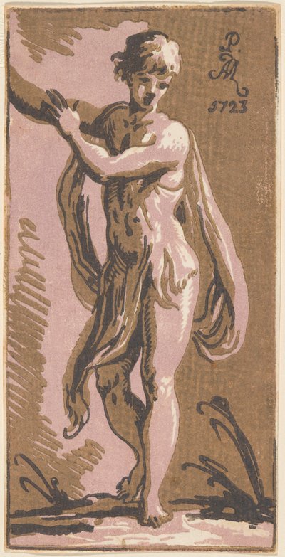 A Standing Youth Gesturing to His Right by Anton Maria Zanetti I, after Parmigianino